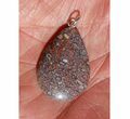 Pink Agatized Dinosaur Bone (Gembone) Teardrop Pendant #54087-4